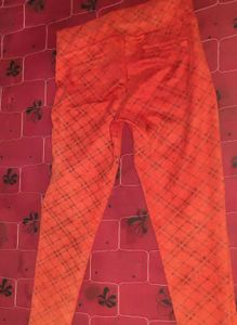 Trendy red Plaid jegging