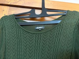 Green Knit Long Sleeve Top
