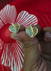 Golden Heart &amp; Flower Design Stud Earrings – Cute