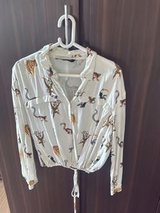 Fun Animal Print Long Sleeve Crop Top