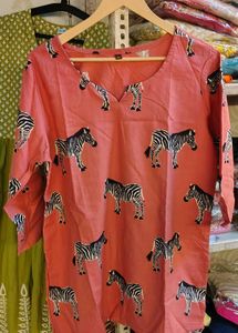 Pink Zebra Print Short Kurti