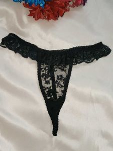 Elegant Black Lace Thong