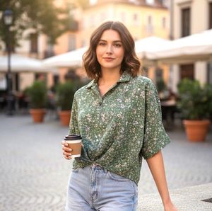 Chic Floral Print Twist-Front Top
