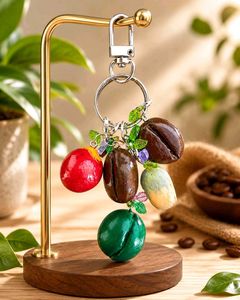 Unique Coffee Bean & Fruit Keychain