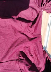 Maroon Puff Sleeve Crop Top