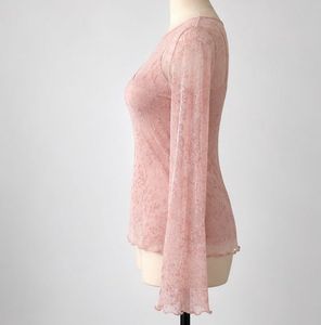 Sheer Lace Floral Long Sleeve Top