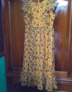Vintage mustard yellow midi dress