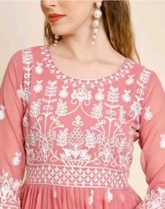 Pink Embroidered Anarkali kurti