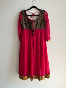 Once used Elegant Pink Anarkali Gown