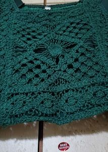 💚 Green Crochet Detail Top