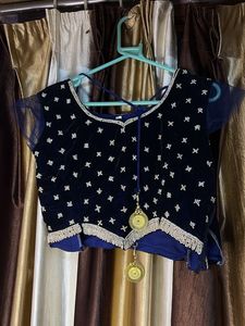 Embellished Velvet Blouse