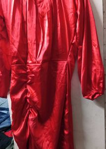Elegant Red Satin Midi Dress