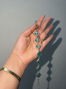 Stunning Blue &amp; Gold Square Charm Bracelet