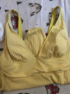 Yellow Ribbed One-Piece Swimsuit