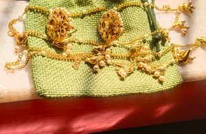 Elegant Gold and Pearl Earring Set with kanchain