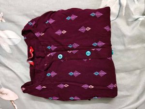 Maroon Printed Kurta