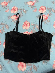 Black Velvet Corset Crop Top