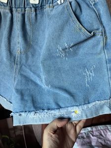 Light Wash Distressed Denim Shorts