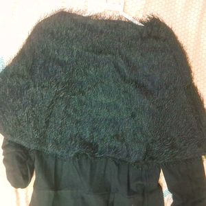 Chic Black Mini Dress with Furry Overlay