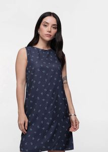 Chic Navy Floral Sleeveless Dress