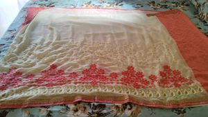 new Elegant Peach &amp; Cream Saree with blouse piece