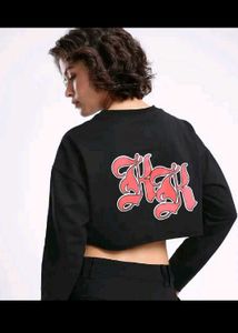 Black Cropped "Revival" Sweatshirt