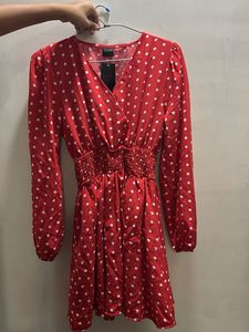 Red Polka Dot Midi Dress
