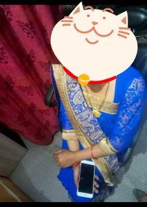 Elegant Blue Heavy Embroidered Saree