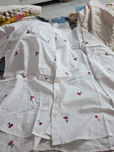 White Cherry Embroidered Shirt