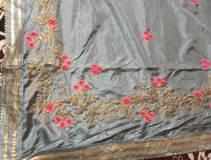 Elegant Grey Embroidered Saree
