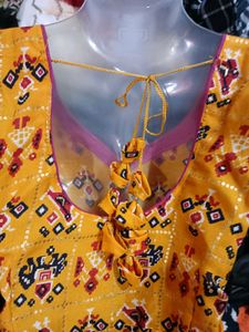 Yellow Printed Anarkali 👗