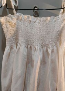 White Smocked Tie-Strap Top