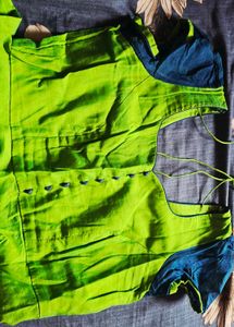 used only once Vibrant Green & Blue Ethnic gown