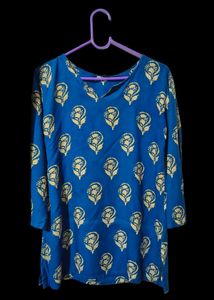 Blue Floral print short kurti