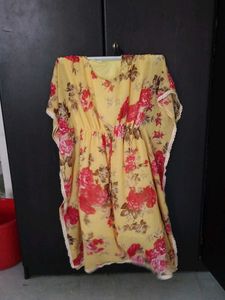 Yellow Floral Kaftan Dress