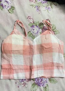 Pink & White Checkered Cami Crop Top