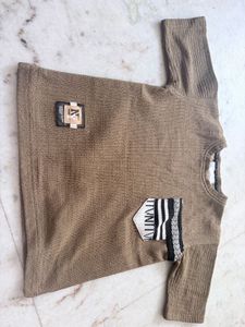 Brown Textured Long Sleeve Top