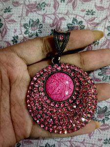 Sparkling Pink Round Pendant Necklace