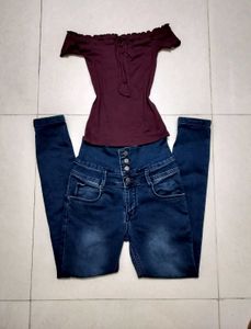 Dark Wash High-Waist Skinny Jeans 🤍