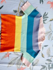 Retro Rainbow Stripe Knit Top