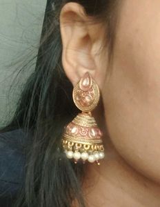 Elegant Jhumka Earrings with Pearls