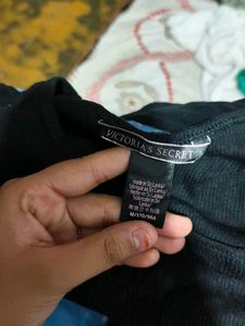 Victoria's Secret Black Cropped Long Sleeve Top