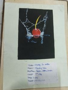 Realistic Cherry In The Water Painting
