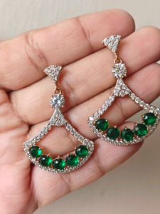 Emerald Green Fan Earrings