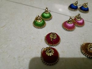 Set Of New 10 Handmade Silk thread Jhumkas