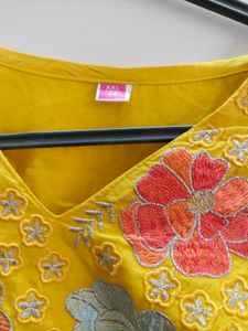 Yellow Embroidered Kurta