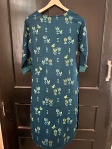 Blue cotton printed kurta
