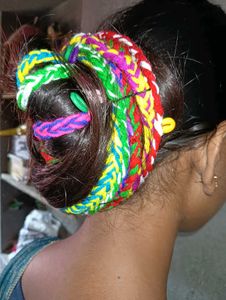Colorful Braided Hair Bun Wrap