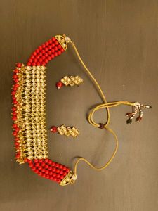 Red &amp; Gold Kundan Jewelry Set