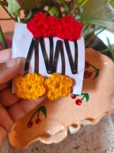 Handmade Crochet Hair Clips Set